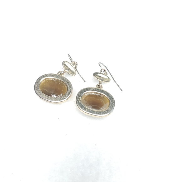 Gold Tan Bead Pierced Earrings - Picture 4 of 7